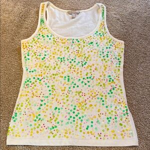 Banana Republic Sequined Cotton Modal Tank Lemon Lime Pink Sz XXS